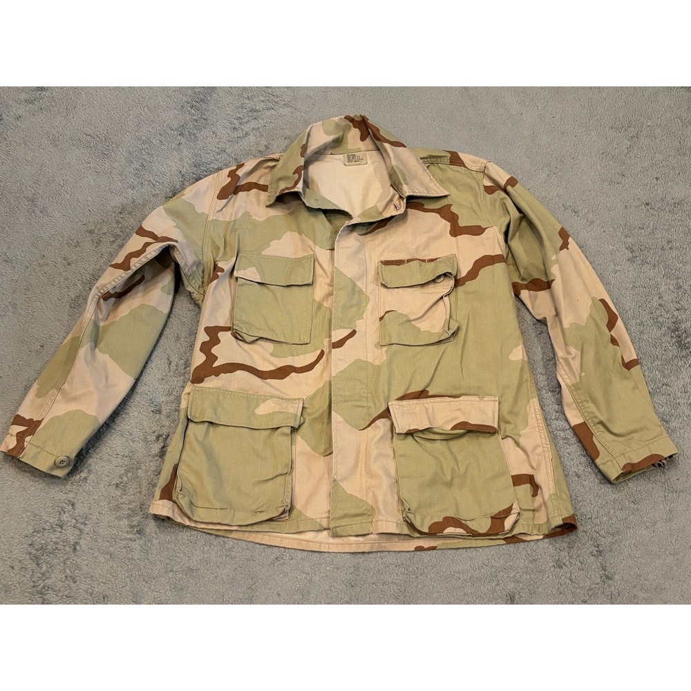 US Military 3 Color Desert Camo Combat Coat Jacket Large Reg DCU 1991 Vintage